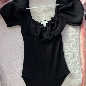 top shop black waffle body suit